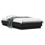 Bed Frame without Mattress Black 90x190 cm Engineered Wood - Front View