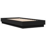 Bed Frame without Mattress Black 90x190 cm Engineered Wood - Side View