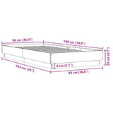 Bed Frame without Mattress Black 90x190 cm Engineered Wood