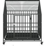 Dog Cage with Wheels Black Galvanised Steel - 45-Degree Angle