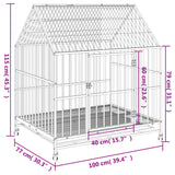 Dog Cage with Wheels Black Galvanised Steel