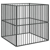 Dog Playpen 4 Panel Black Galvanised Steel - Front View