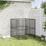 Dog Playpen 4 Panel Black Galvanised Steel - Side View