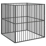 Dog Playpen 4 Panel Black Galvanised Steel - Rear View