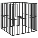 Dog Playpen 4 Panel Black Galvanised Steel - Front View