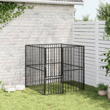 Dog Playpen 4 Panel Black Galvanised Steel - Side View