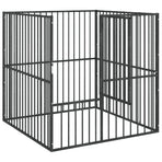 Dog Playpen 4 Panel Black Galvanised Steel