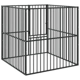 Dog Playpen 4 Panel Black Galvanised Steel - Close-Up Angle