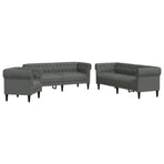 3 Piece Sofa Set Dark Grey Fabric