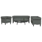 3 Piece Sofa Set Dark Grey Fabric