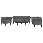 3 Piece Sofa Set Dark Grey Fabric