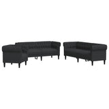 3 Piece Sofa Set Black Fabric - Front View