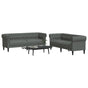 2 Piece Sofa Set Dark Grey Fabric