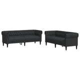 2 Piece Sofa Set Black Fabric - Front View