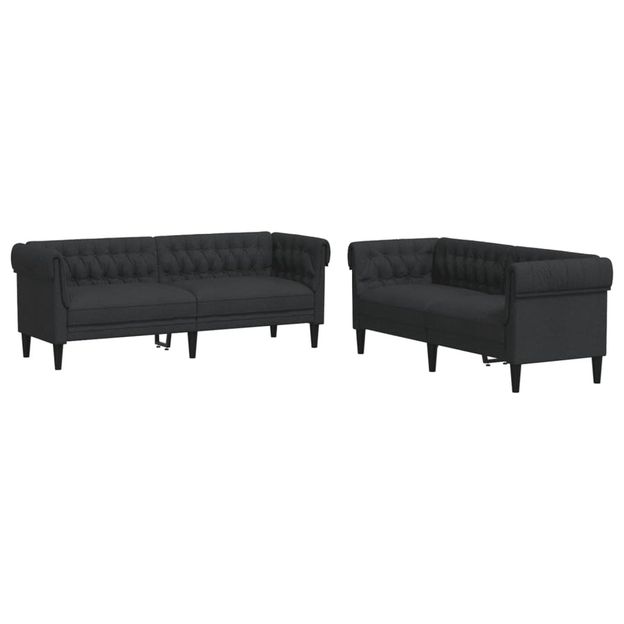 2 Piece Sofa Set Black Fabric