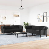 2 Piece Sofa Set Black Fabric - Side View