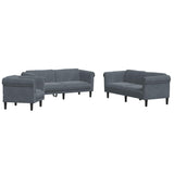 3 Piece Sofa Set Dark Grey Velvet - Front View