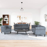 3 Piece Sofa Set Dark Grey Velvet - Side View