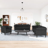 3 Piece Sofa Set Black Velvet - Side View