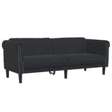 3 Piece Sofa Set Black Velvet - 45-Degree Angle