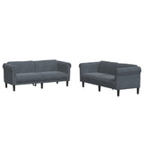 2 Piece Sofa Set Dark Grey Velvet - Front View