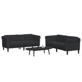 2 Piece Sofa Set Black Velvet - Side View