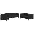 3 Piece Sofa Set Black Fabric