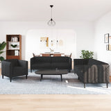 3 Piece Sofa Set Black Fabric