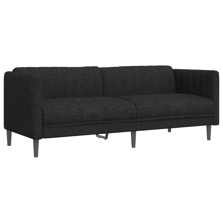 3 Piece Sofa Set Black Fabric