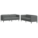 2 Piece Sofa Set Dark Grey Fabric - Front View