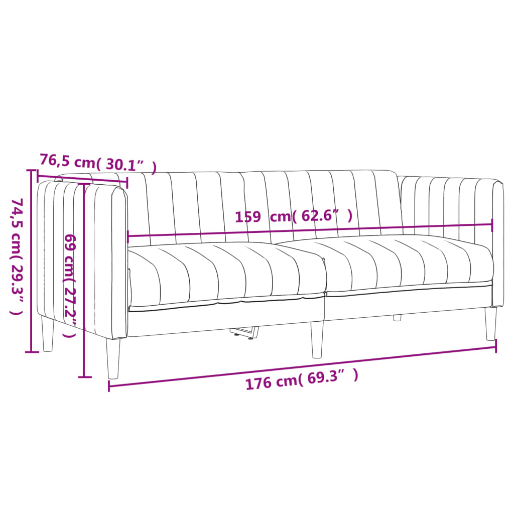 2 Piece Sofa Set Dark Grey Fabric