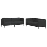 2 Piece Sofa Set Black Fabric - Front View