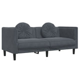 3 Piece Sofa Set with Pillows Dark Grey Velvet - 45-Degree Angle