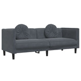 3 Piece Sofa Set with Pillows Dark Grey Velvet - Rear View