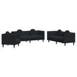 3 Piece Sofa Set with Pillows Black Velvet