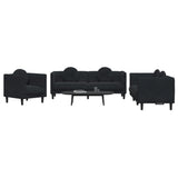 3 Piece Sofa Set with Pillows Black Velvet