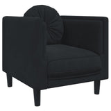 3 Piece Sofa Set with Pillows Black Velvet - Top-Down View