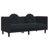 3 Piece Sofa Set with Pillows Black Velvet - 45-Degree Angle