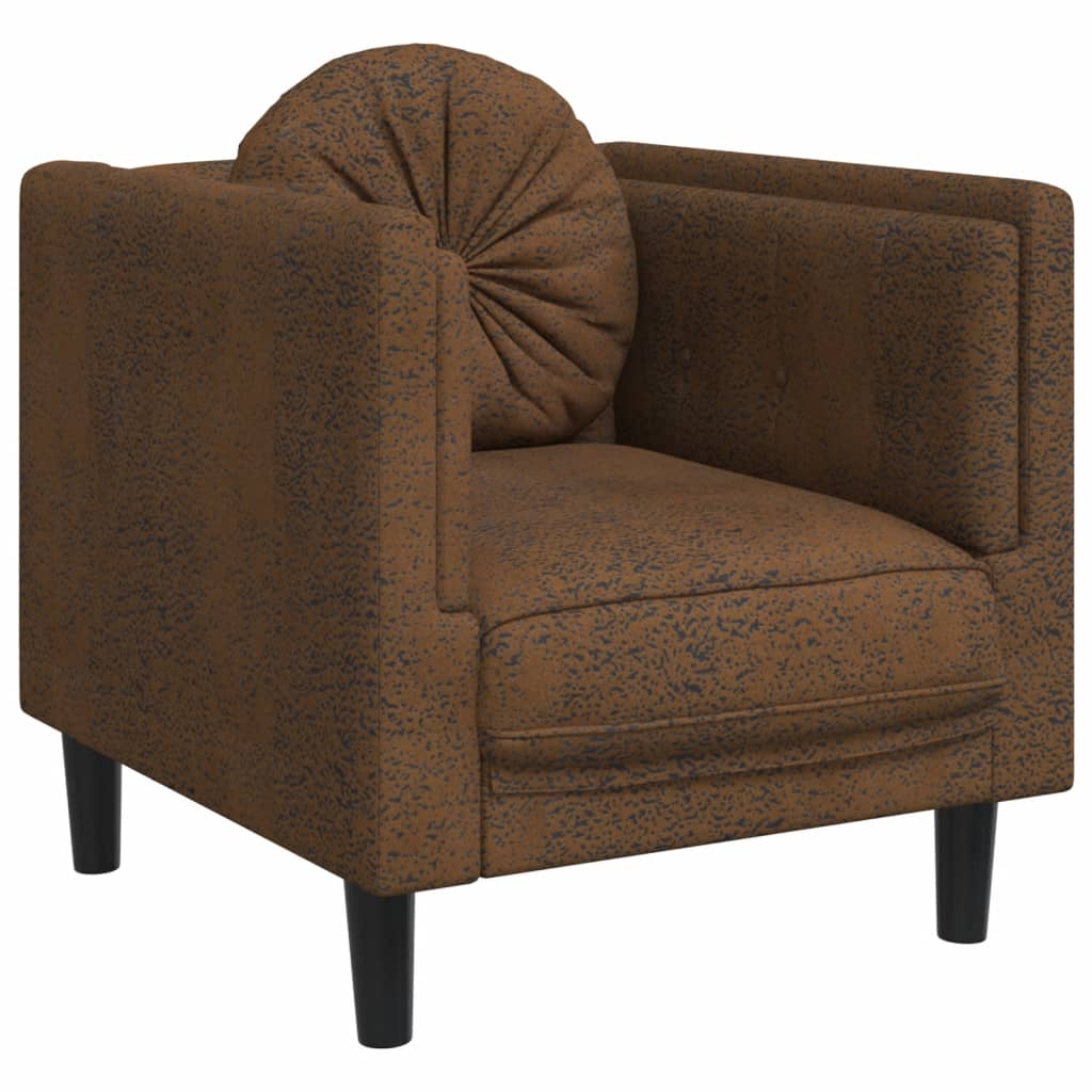3 Piece Sofa Set with Pillows Brown Velvet