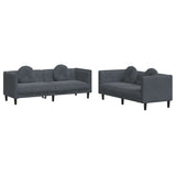 2 Piece Sofa Set with Pillows Dark Grey Velvet - Front View