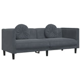 2 Piece Sofa Set with Pillows Dark Grey Velvet - 45-Degree Angle