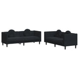 2 Piece Sofa Set with Pillows Black Velvet - Front View