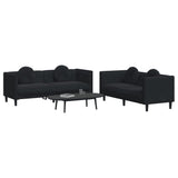 2 Piece Sofa Set with Pillows Black Velvet - Side View