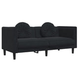 2 Piece Sofa Set with Pillows Black Velvet - Top-Down View