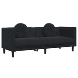 2 Piece Sofa Set with Pillows Black Velvet - 45-Degree Angle