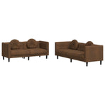 2 Piece Sofa Set with Pillows Brown Velvet