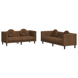 2 Piece Sofa Set with Pillows Brown Velvet - Front View
