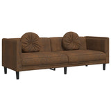 2 Piece Sofa Set with Pillows Brown Velvet - 45-Degree Angle