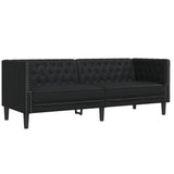 2 Piece Chesterfield Sofa Set Black Faux Leather - Top-Down View