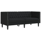 2 Piece Chesterfield Sofa Set Black Faux Leather - 45-Degree Angle